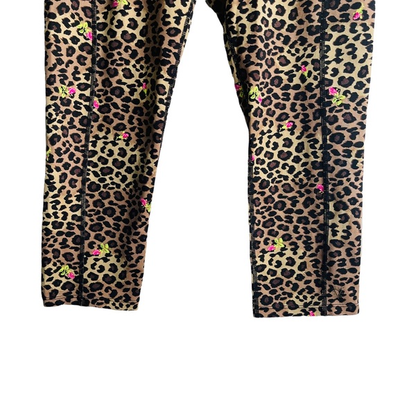 Betsey Johnson cheetah and roses compression leggings athletic yoga woman's S - Picture 3 of 9